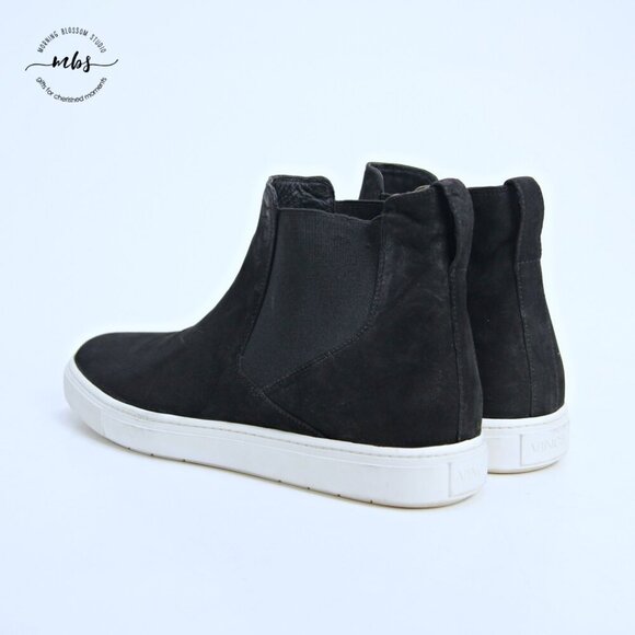 Vince Newlyn Suede Hidden Wedge Chelsea Boots Black Women 10 - Picture 5 of 14